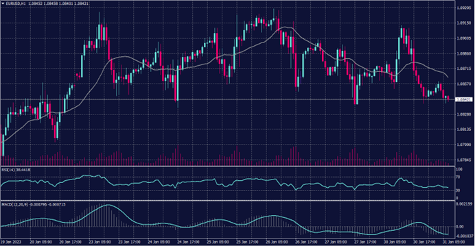 EURO chart on 21 January 2023